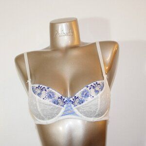 Aubade Paris Sample Allée des Plaisirs White and Blue Bra 34B